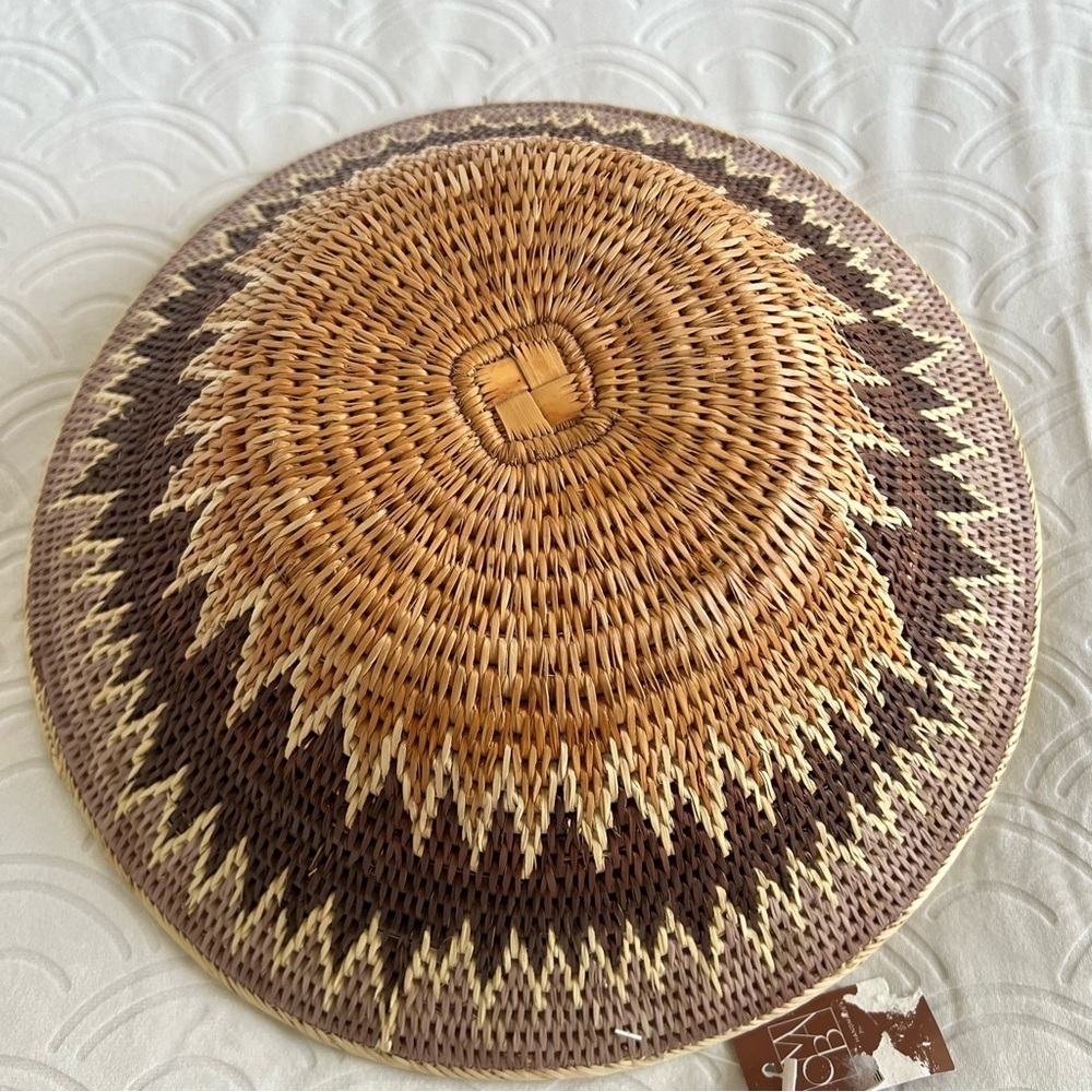 African Decor Table Wall Fair Trade Art Deco Earth Tone Hand Made Tribal Basket